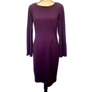 Calvin‎ Klein Split Bell Sleeve Sheath Dress Aubergine Purple Corpcore Size 6